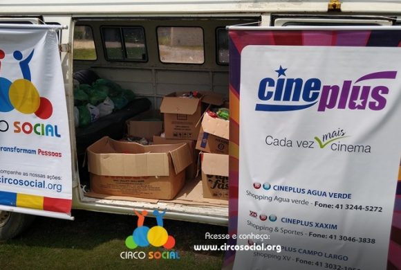 Circo Social distribui mais cestas básicas com alimentos arrecadados no Cineplus Emacite